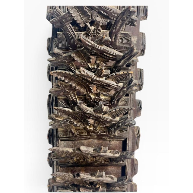 Antique Black Forest Folk Art Carved Hanging Wall Pocket Mail Sorter For Sale - Image 6 of 12