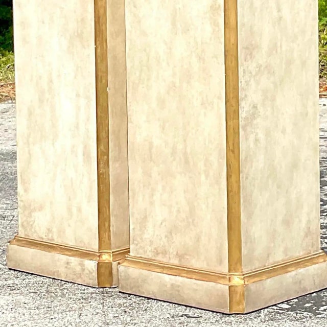 Vintage Regency Gilt Tipped Gessoed Pedestals - a Pair For Sale - Image 14 of 14