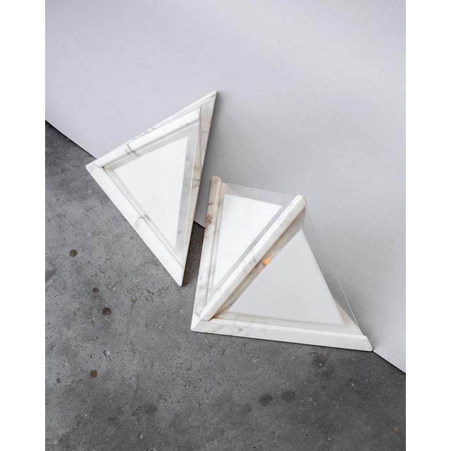 Italian Marble Wall Lamps with Frosted Glass, 1970s, Set of 2 For Sale - Image 11 of 11