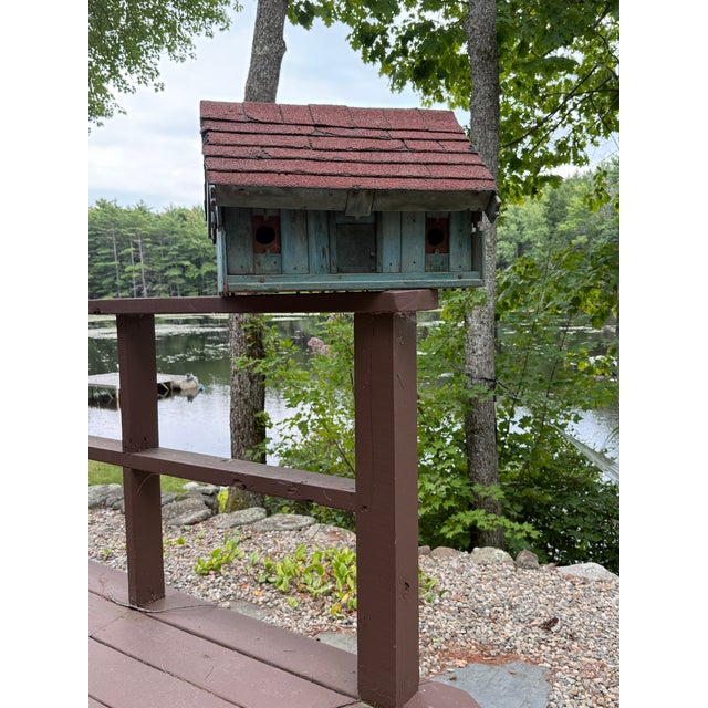 Unique Mid 20th Century Birdhouse in Robin's Egg Blue Shingled Roof For Sale - Image 12 of 12