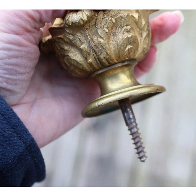French Style Antique Gilded Bronze Finial for Staircase, Curtain Rod, Bed a Pair For Sale - Image 9 of 10