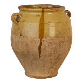 19th Century Ocher Glazed French Confit Pot For Sale