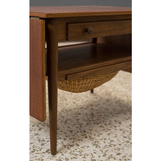 Wood Extendable Sewing Coffee Table by Hans J. Wegner for Andreas Tuck, Denmark, 1960s For Sale - Image 7 of 9