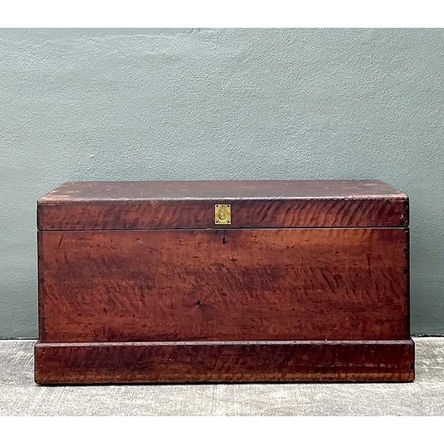 Cinnamon Vintage Cedar Lined Ships Trunk For Sale - Image 8 of 12