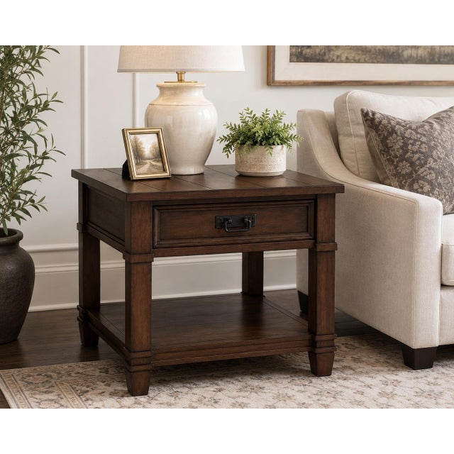 OLD CHAPEL HOME COLLECTION™ MISSION-INSPIRED ONE-DRAWER END TABLE OLD CHAPEL SATIN WALNUT™ EDITION DESCRIPTION Crafted...