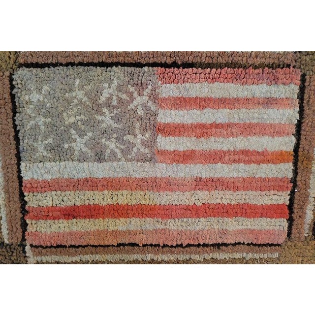 This amazing and historic patriotic mounted hand hooked patriotic flag & stars rug in such fantastic condition. It comes...