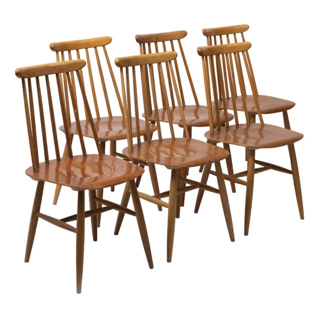 Fanett 65t Dining Chairs by Ilmarii Tapiovaara for Edsby Verken, Sweden, 1960s, Set of 6 For Sale