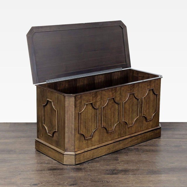 Traditional Mill Creek Furniture Wood Storage Bench For Sale - Image 3 of 9