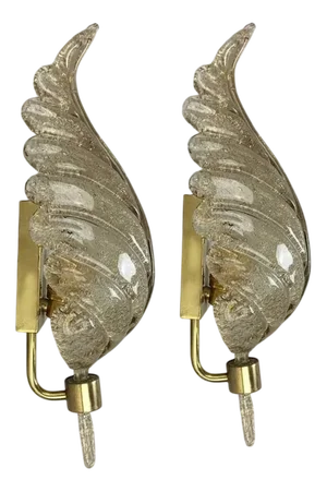 Large Golden Murano Glass Wall Sconces from Barovier & Toso, Italy, 1960s, Set of 2