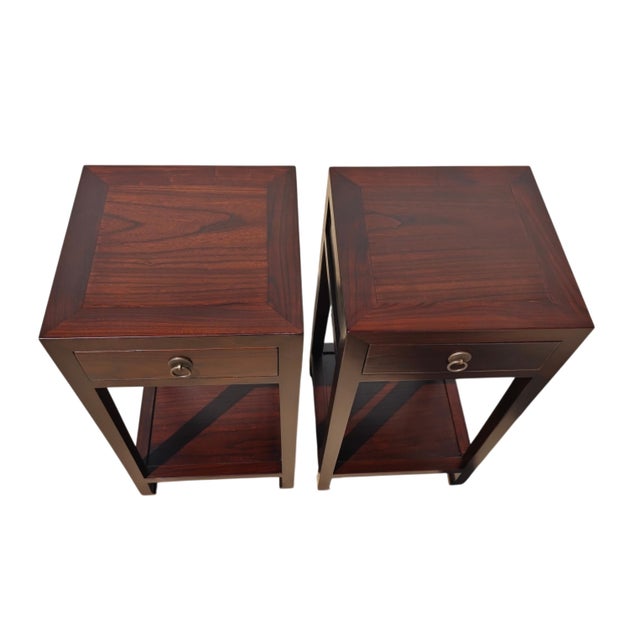 2020s Pair of Asian Elm Accent Tables For Sale - Image 5 of 6