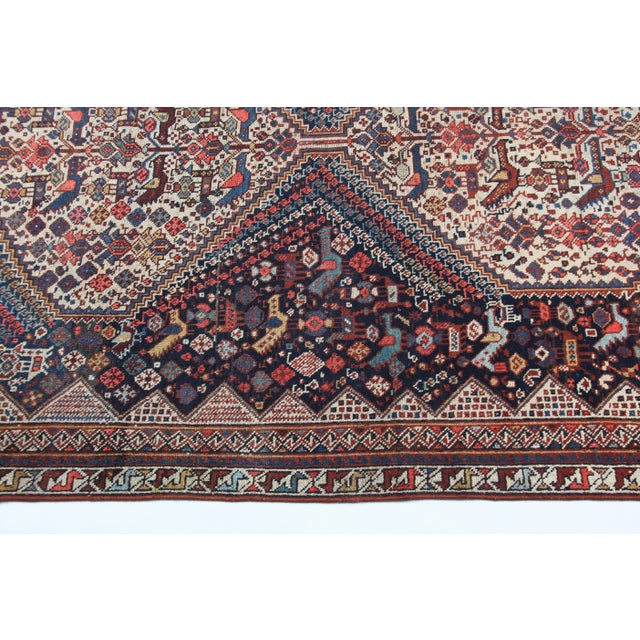 Antique Tribal Persian Rug With Tree of Life & Animal Motifs – Late 19th Century -4' 7'' X 6' 6'' For Sale - Image 9 of 12