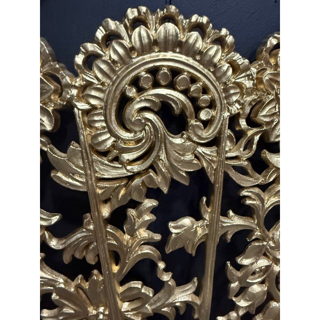 Vintage Burwood Hollywood Regency Gold Fan Wall Sculpture, 43"w For Sale - Image 4 of 12