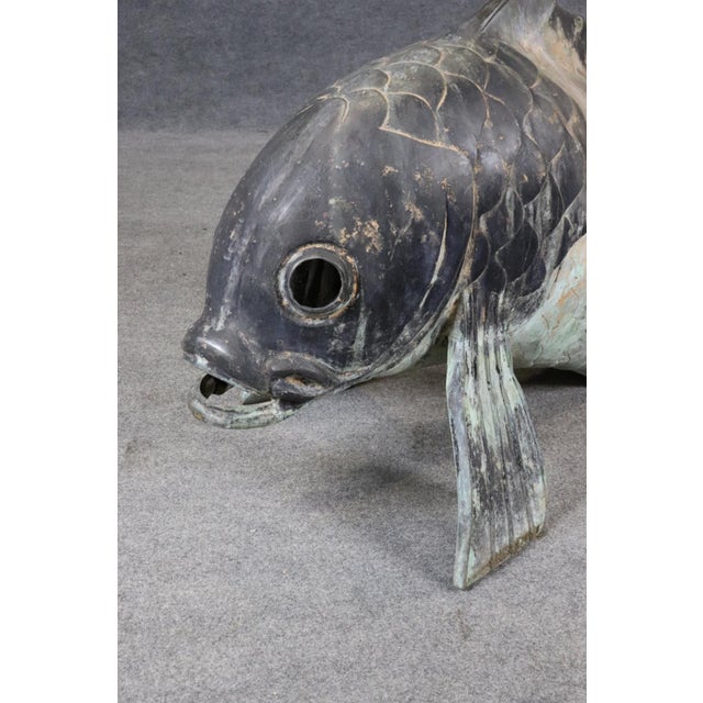 Metal Monumental Brass or Bronze Fish or Koi Statue For Sale - Image 7 of 8