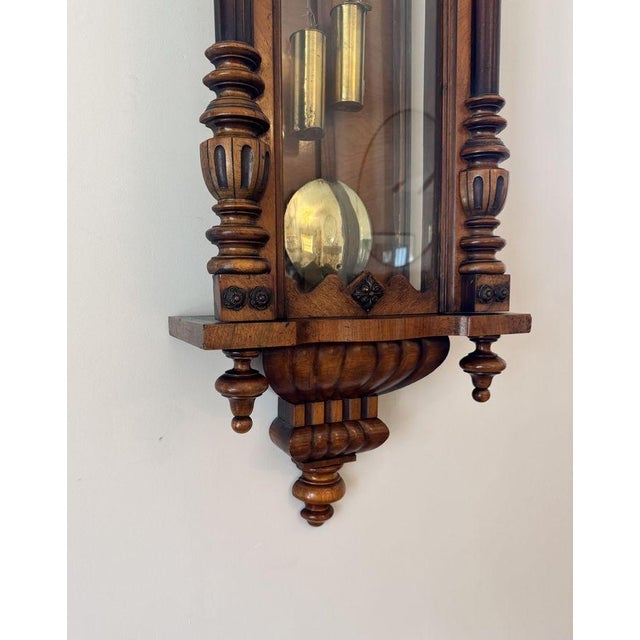 Antique Victorian Vienna Wall Clock in Walnut, 1860 For Sale - Image 6 of 8