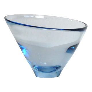 Hand Blown Aqua Blue Glass Bowl by Per Lütken for Holmegaard, 1950s For Sale