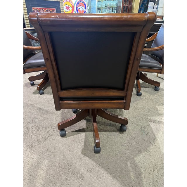 Brown Hillsdale Home Dark Wood and Leather Game Table With Chairs For Sale - Image 8 of 9