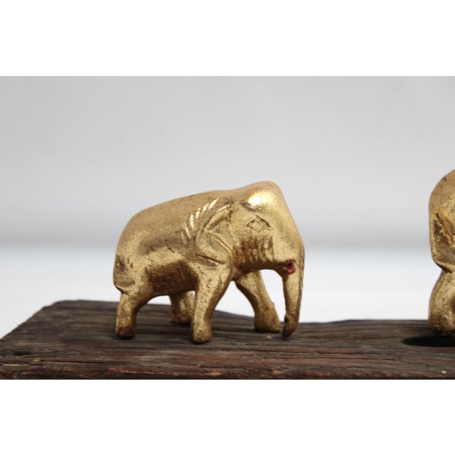 1970s Elephant Family Golden Wisdom & Prosperity Totem For Sale - Image 5 of 12