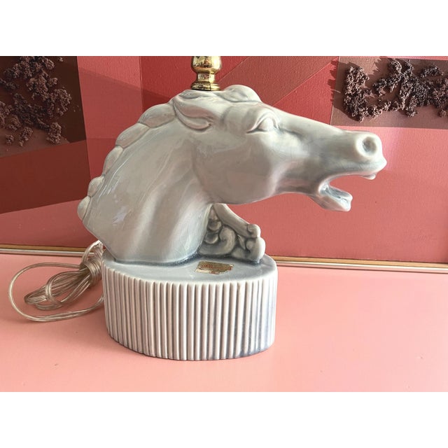 1950s Ceramic Roman Horse Head Lamp & Shade by Phil-Mar Lamps For Sale - Image 12 of 18