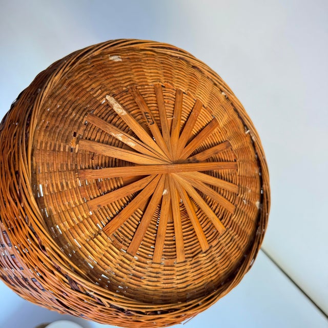Rustic Mid 20th Century Handwoven Basketweave Patterned Wastebasket For Sale - Image 3 of 7
