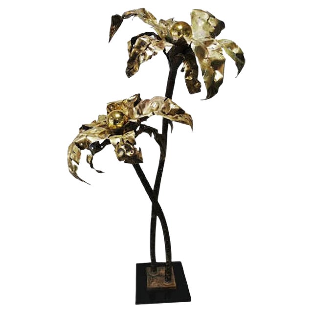 Vintage Brass Palm Lamp For Sale