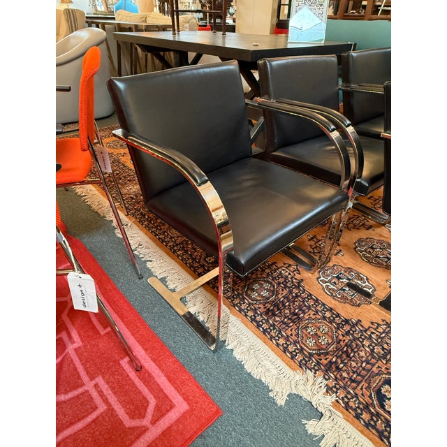 Brueton Cantilever Leather + Chrome Chairs, Set of Four For Sale - Image 12 of 12