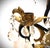 Black and Gold Gilt Metal Floral Wall Sconce, Teardrop Crystals, Candleholders For Sale - Image 12 of 14