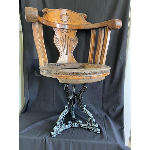Wood Cast Iron and Oak Captains Chair For Sale - Image 7 of 13