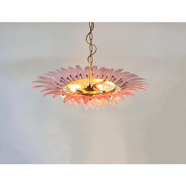 Murano Palmette Pendant Light in Pink Glass, 1990 For Sale - Image 10 of 18