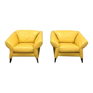 Memphis Style Bright Yellow Club Chairs - a Pair For Sale