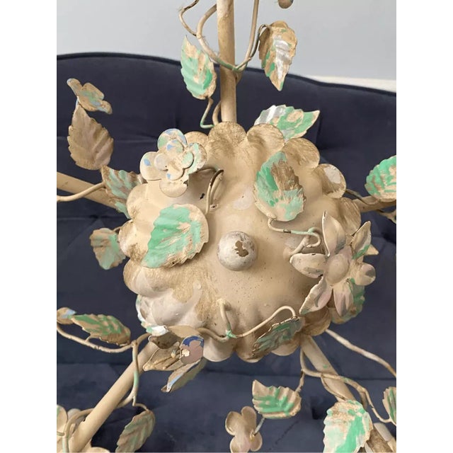 Pastel Pink, Blue and Mint Shabby Chic Florence Style Wrought Chandelier, 1960s For Sale - Image 9 of 12