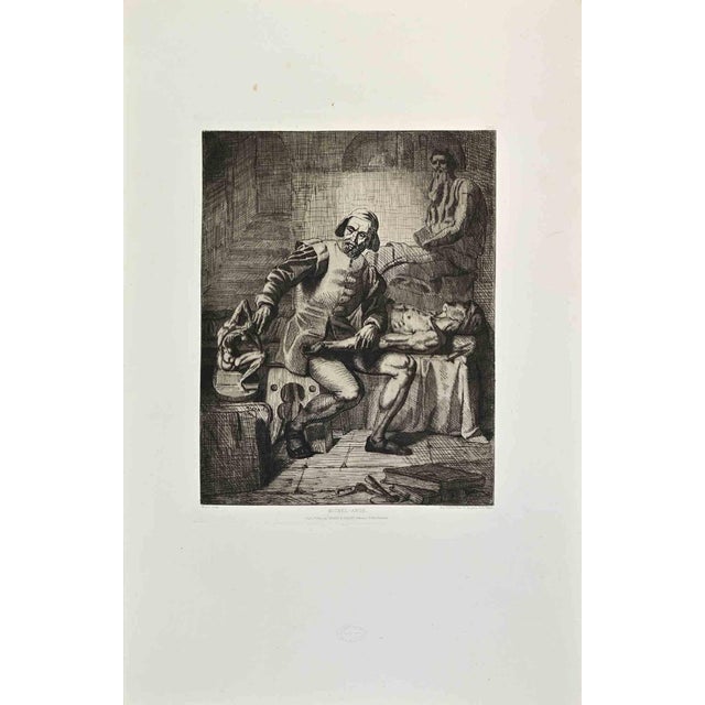 Edouard Moyse, Michel Ange, Etching, 1870s For Sale
