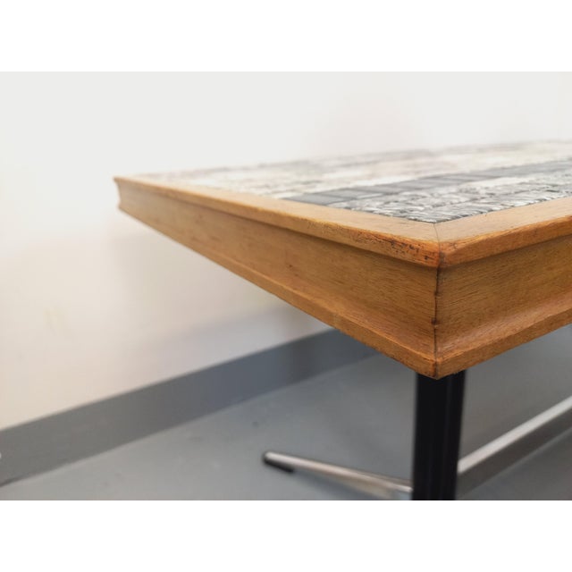 Vintage Coffee Table in Ceramic, Wood and Metal, 1960s For Sale - Image 6 of 16