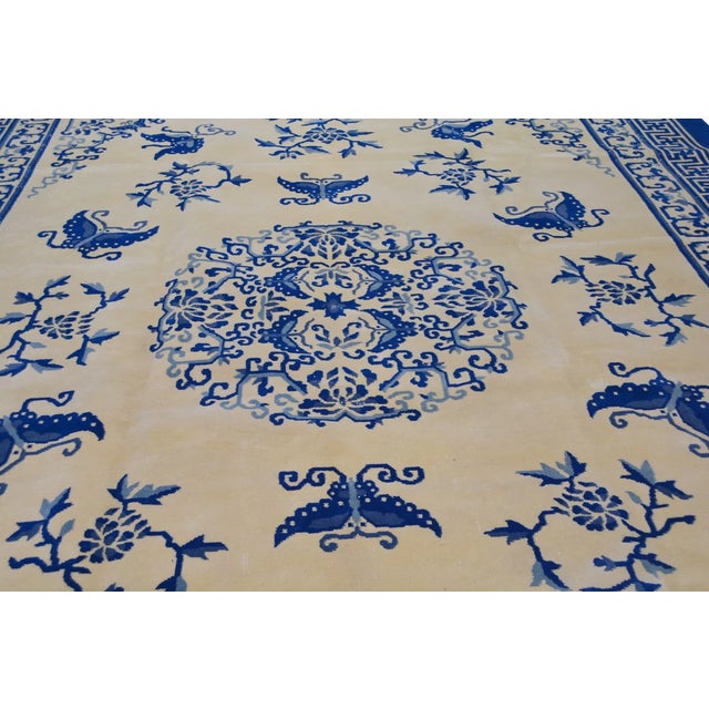 Art Deco Vintage Chinese Art Deco Hand Knotted Wool Rug, 9'6'' X 13'2'' For Sale - Image 3 of 6