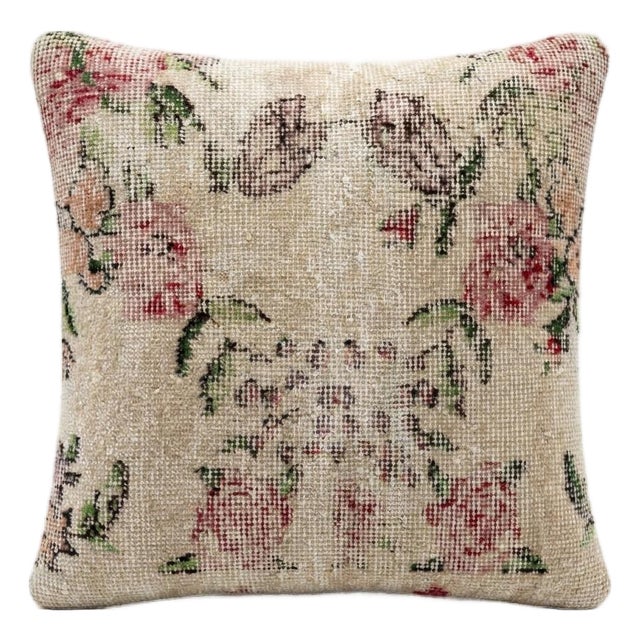Turkish Wool Rug Pillow Cover 19'' X 19'' For Sale