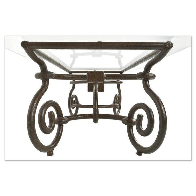 Glass Carved Cast Iron Coffee Table with Glass Top For Sale - Image 7 of 8