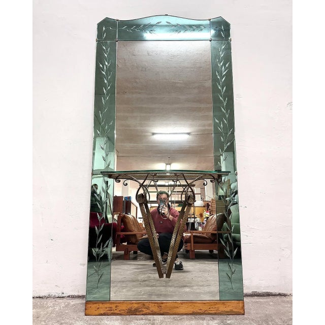 Blue Venetian Style Mirror with Console from Crystal Art, 1950s For Sale - Image 8 of 11