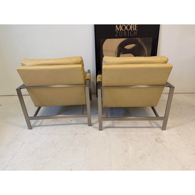 2010s Leather Lounge Armchairs by Milo Baughman for Thayer Coggin, Signed - A Pair For Sale - Image 5 of 12