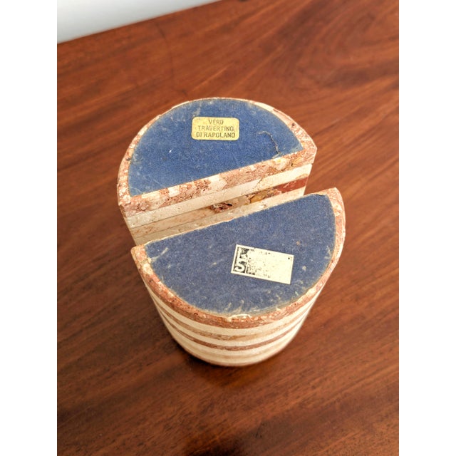 Beige Vintage Striped Travertine Demilune Bookends by Fratelli Mannelli, 1970s, Set of 2 For Sale - Image 8 of 16