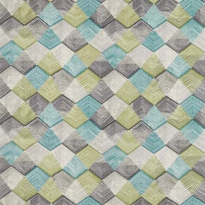 Harlequin Rhythm Fabric in Teal/Linden/Charcoal
