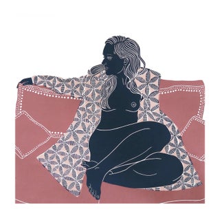 Become, Sensual Female Figurative Artwork, Linocut Original Print, Unframed, 2018 For Sale
