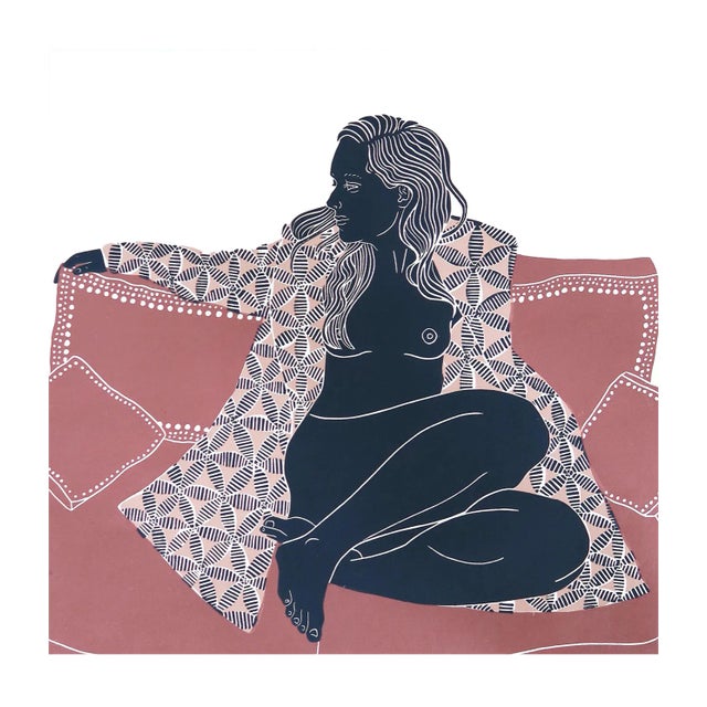 Become, Sensual Female Figurative Artwork, Linocut Original Print, Unframed, 2018 For Sale