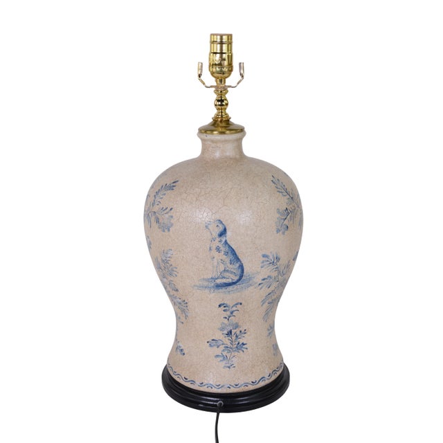Vintage Hand-Painted Blue and White Vase Table Lamp For Sale In New York - Image 6 of 9
