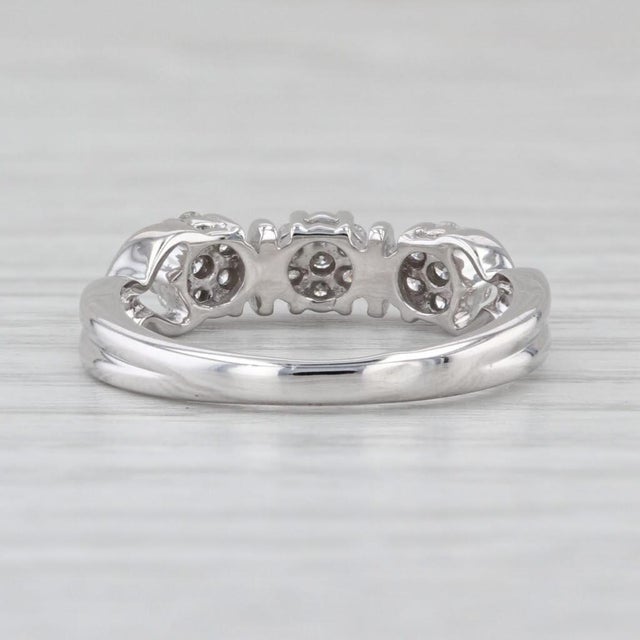 Metal 0.27ctw Diamond Flower Clusters Ring 14k White Gold Size 6 Stackable Bridal For Sale - Image 7 of 8