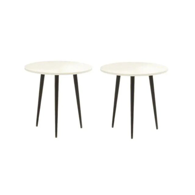 Set of 2 small round Soho side tables by Coedition Studio Materials: round pedestal table, black or white or burgundy...