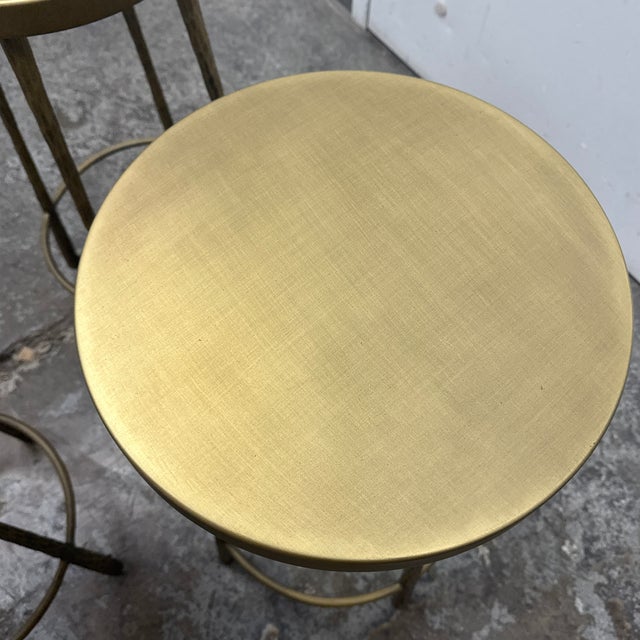 Metal Four Hands Westwood Aged Brass Counter Stools, Set of Three For Sale - Image 7 of 12
