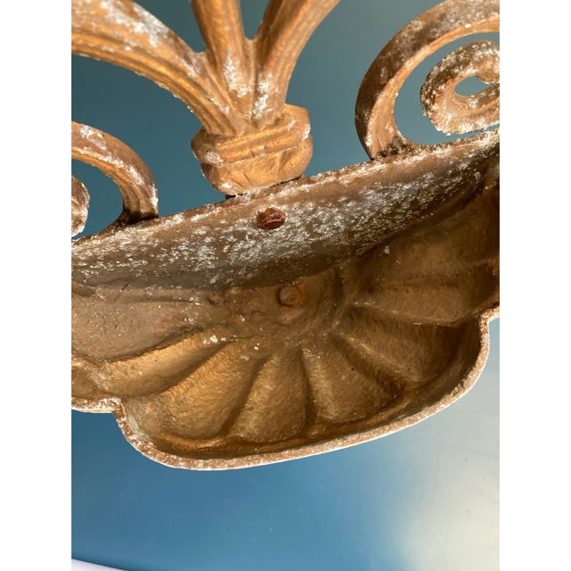 Vintage Cast Iron Fleur-De-Lis Wall Planter With Scrollwork For Sale - Image 12 of 12