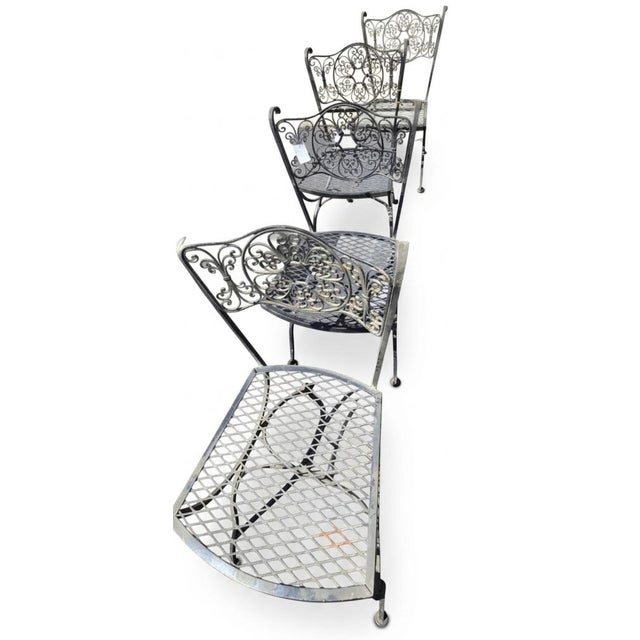 1950s Set of Four Vintage Wrought Iron Chairs With Matching Table For Sale - Image 4 of 5