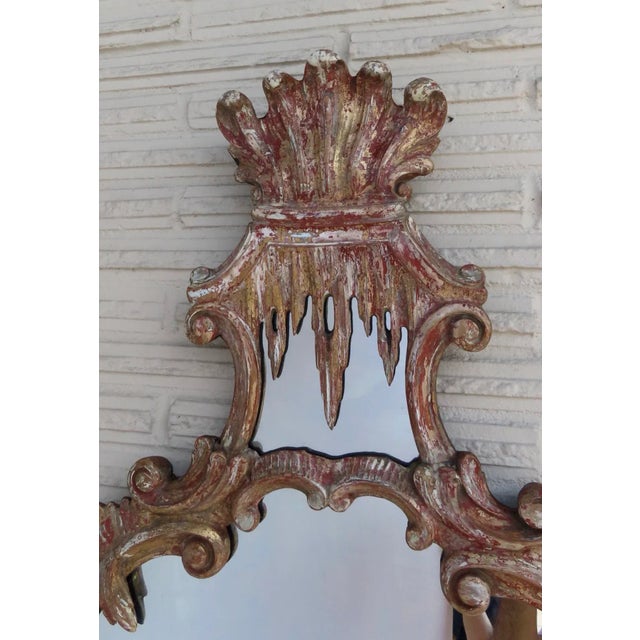 Wood 19th Century Carved and Gilt Italian Mirror With Shelf For Sale - Image 7 of 11