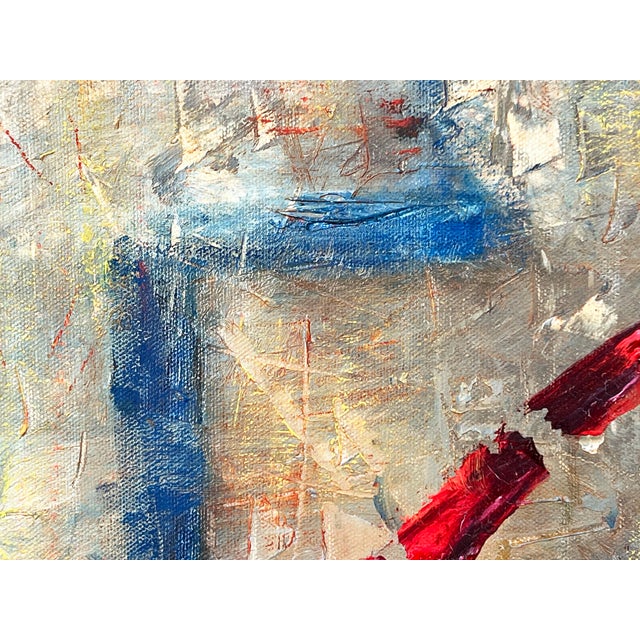 Late 20th Century Mid Century Modern Style Geometric Abstract Expressionist Acrylic Painting on Canvas For Sale - Image 5 of 6