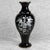 Vintage 14" Chinese Brass & Black Enamel Mother of Pearl Inlaid Vase For Sale - Image 4 of 11